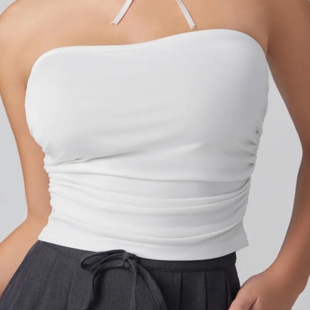 Cider White Strapless Crop Top